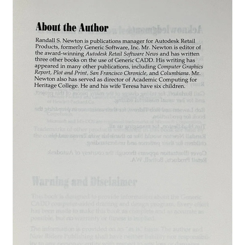INSIDE GENERIC CADD 6 Randall S Newton Book PB 2nd Ed 1992